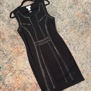 Carmen Marc Valvo Elegant Black Studded Dress S
